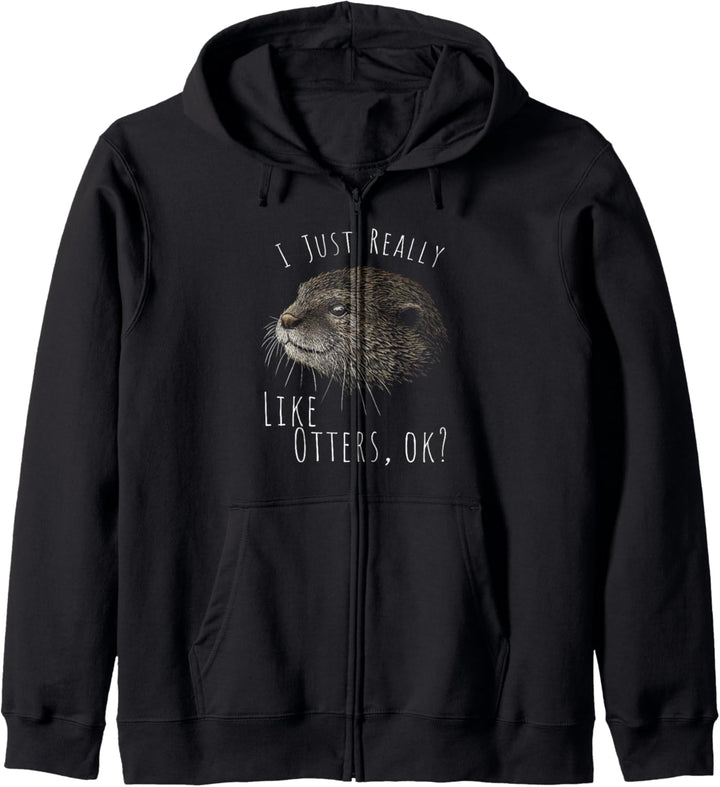 Ich mag einfach Otter OK l Fischotter Zeichnung Kapuzenjacke