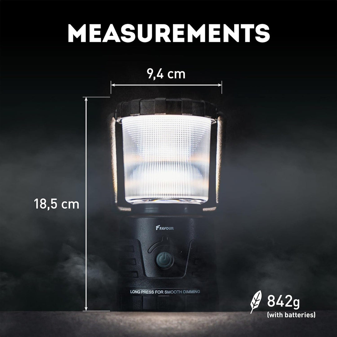 Favour LED Laterne Outdoor Lampe hell 1105 Lumen | Camping Lampe, IP64 wasserdicht, stossfest | Camp