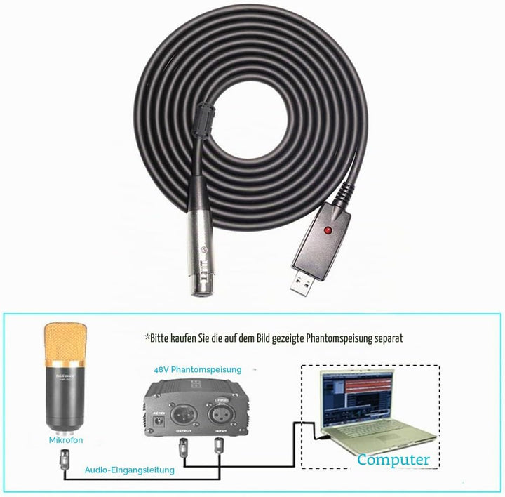 USB zu XLR Mikrofonkabel - 3 Pin Mic Link Converter Kabel Studio Audio Kabel Anschluss Cords Adapter