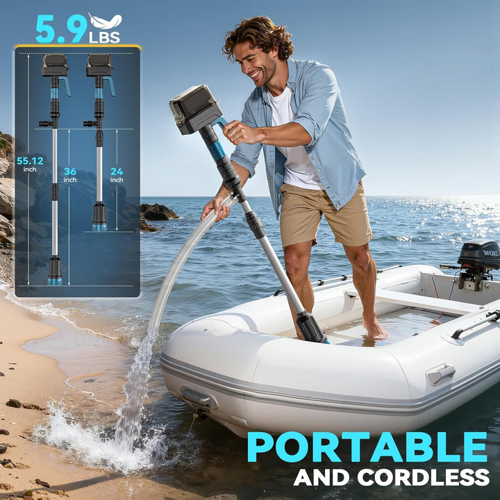 Ecarke Akku-Regenfasspumpe kompatibel mit Makita 18V – Fördermenge 3000 L/h, 8 m Förderhöhe, Auto-St