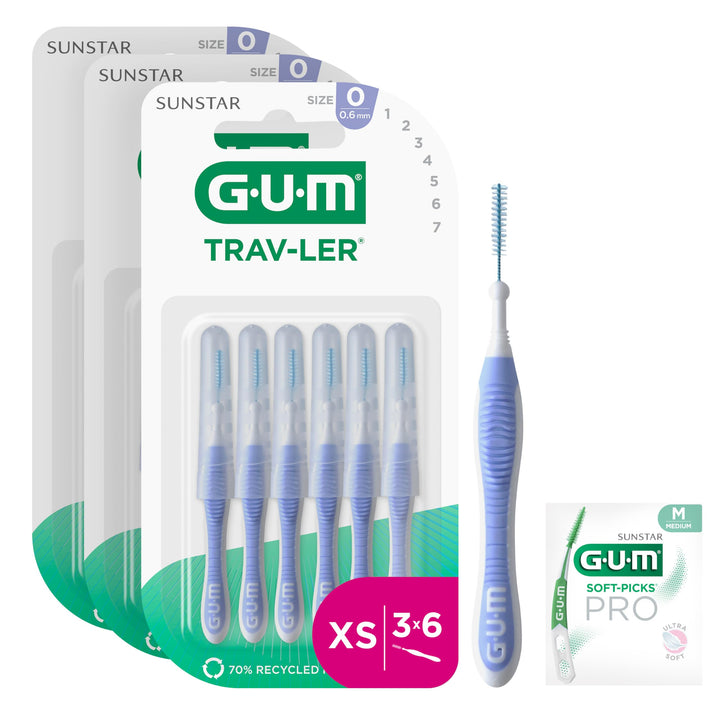 GUM TRAV-LER Interdentalbürsten | für gründliche Reinigung zwischen den Zähnen | flexibler Griff | Z