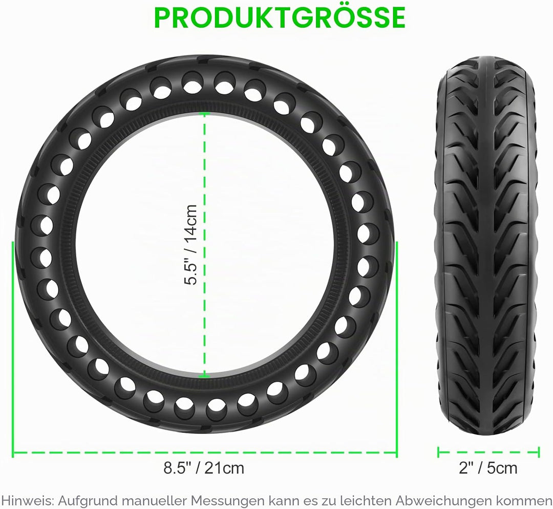 BANGTING 8,5 Zoll E Scooter Solid Reifen, 8 1/2 x2 Vollgummireifen, 50/75-6.1 Ersatzreifen für Xiaom
