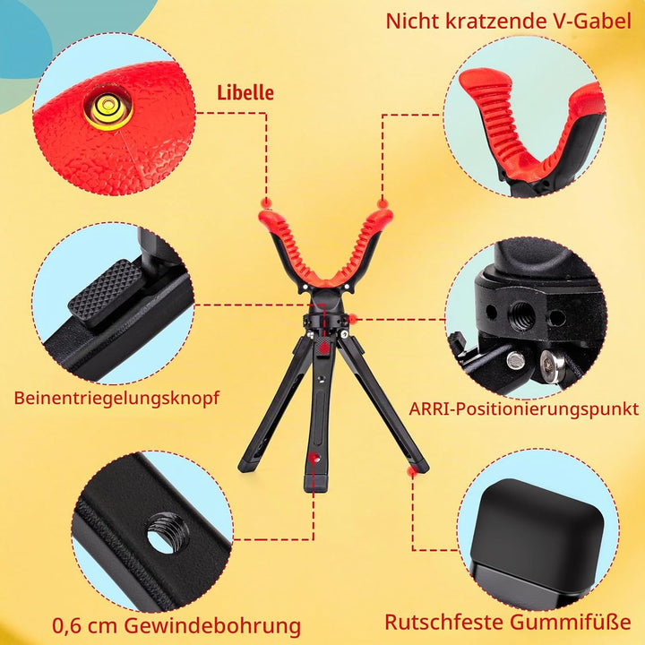 Zeadio Kamerastativ-Auflage, 2,4-6,6 Zoll (6,1-16,8 cm) höhenverstellbare Stativhalterung mit 360-Gr