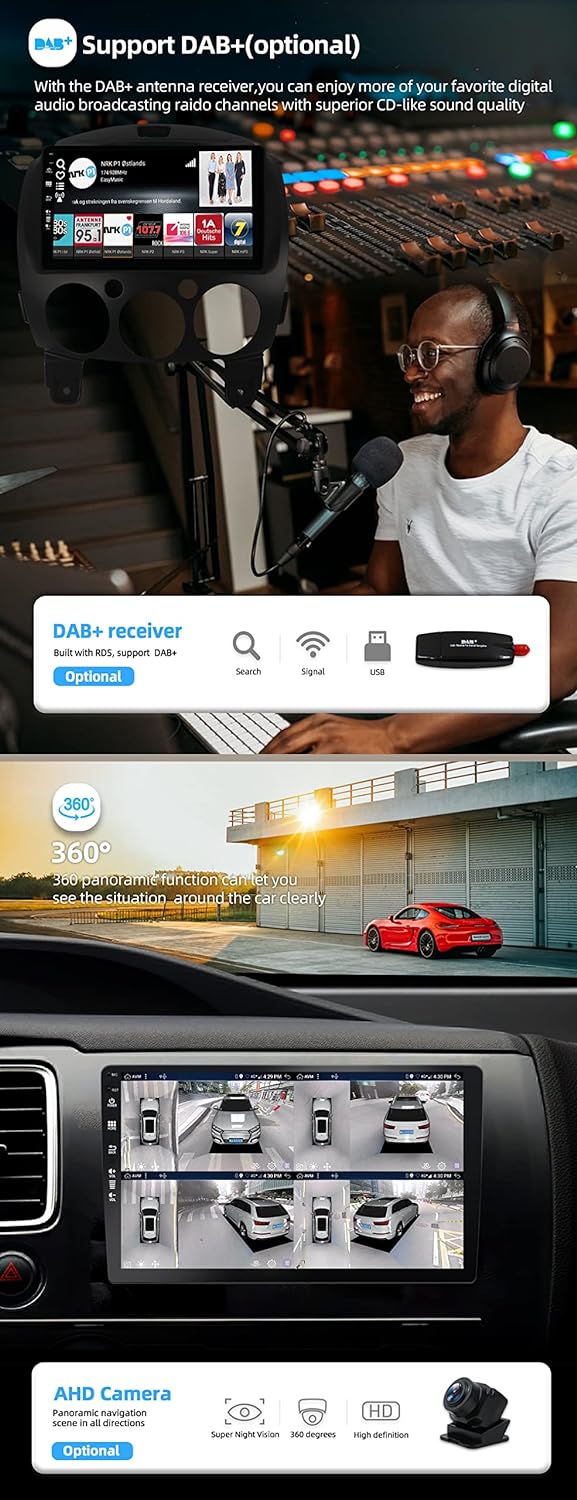 JOYX Android 12 Autoradio Passt für Mazda 2 (2007-2012) - [4G+64G] - Eingebaut DSP/Carplay/Android A