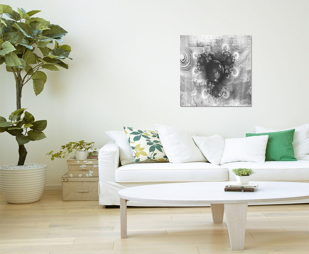 Paul Sinus Art schwarz weiss Bild Abstrakt486_60x60cm Leinwandbild Kunstrduck - Kerngedanken - XXL f
