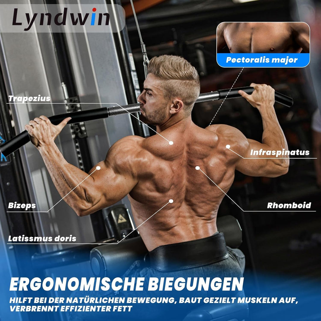 Lyndwin Latzugstange Bizeps Trizeps Stange, Schwarz Stahl Latzug Griff Muskelzugstange, Fitness Grif