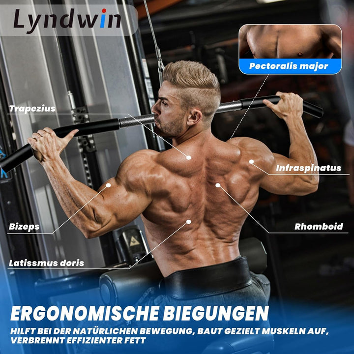 Lyndwin Latzugstange Bizeps Trizeps Stange, Schwarz Stahl Latzug Griff Muskelzugstange, Fitness Grif