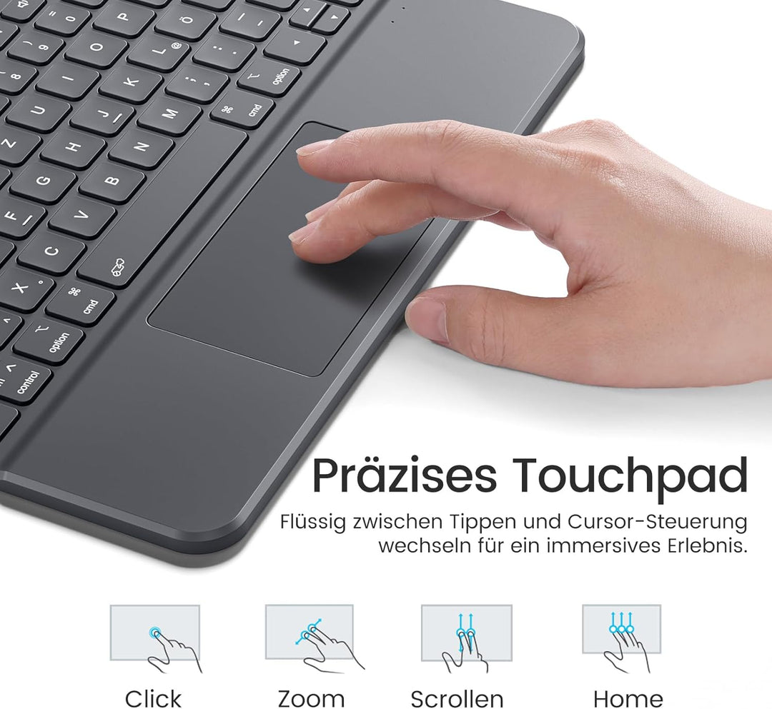 Vobafe Hülle mit Touch Tastatur für iPad A16 11. Generation 2025/10. Generation (11/10.9 Zoll), Magn