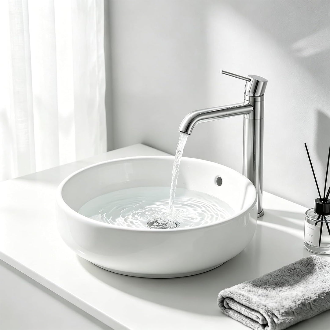DETBOM Wasserhahn Bad-Mischbatterie 360°Schwenkbar, Waschtischarmatur mit Geräuscharmem Keramischem