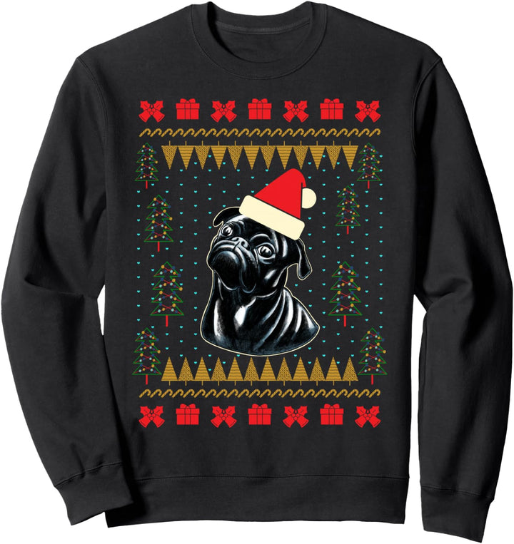 Schwarzer Mops Ugly Weihnachtspullover Mops Elterngeschenk Sweatshirt