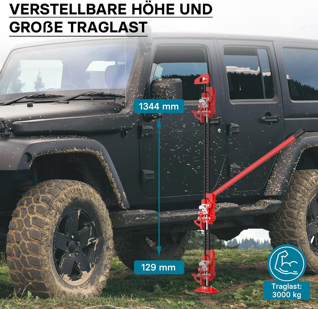 Wiltec Farm Jack Wagenheber 150 cm 60" 3000 kg, Offroad Stockwinde für Geländewagen, ATV Heber, Allz