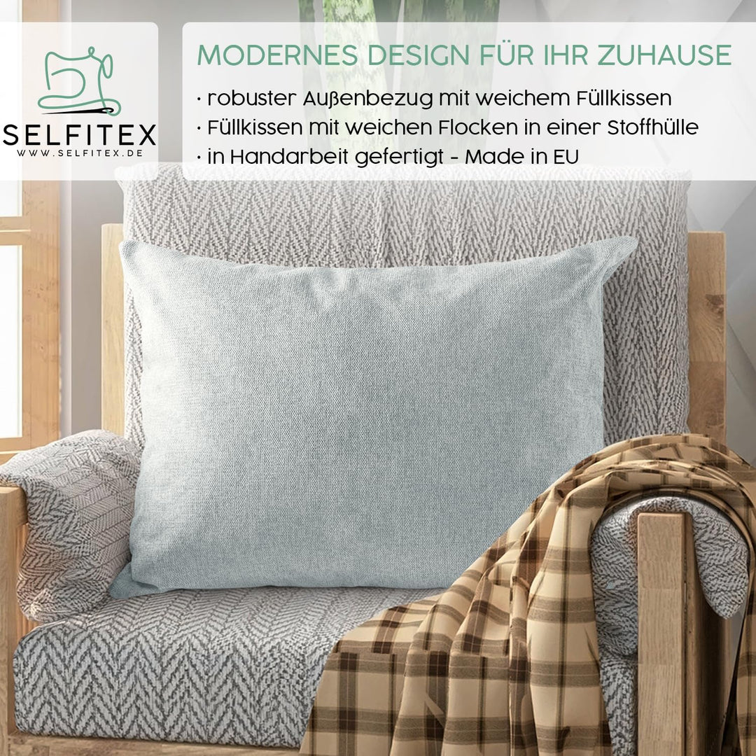 Selfitex Modisches Couchkissen XXL 60x80 cm, Sofakissen mit Füllung und Bezug, kuschelweiches Leseki