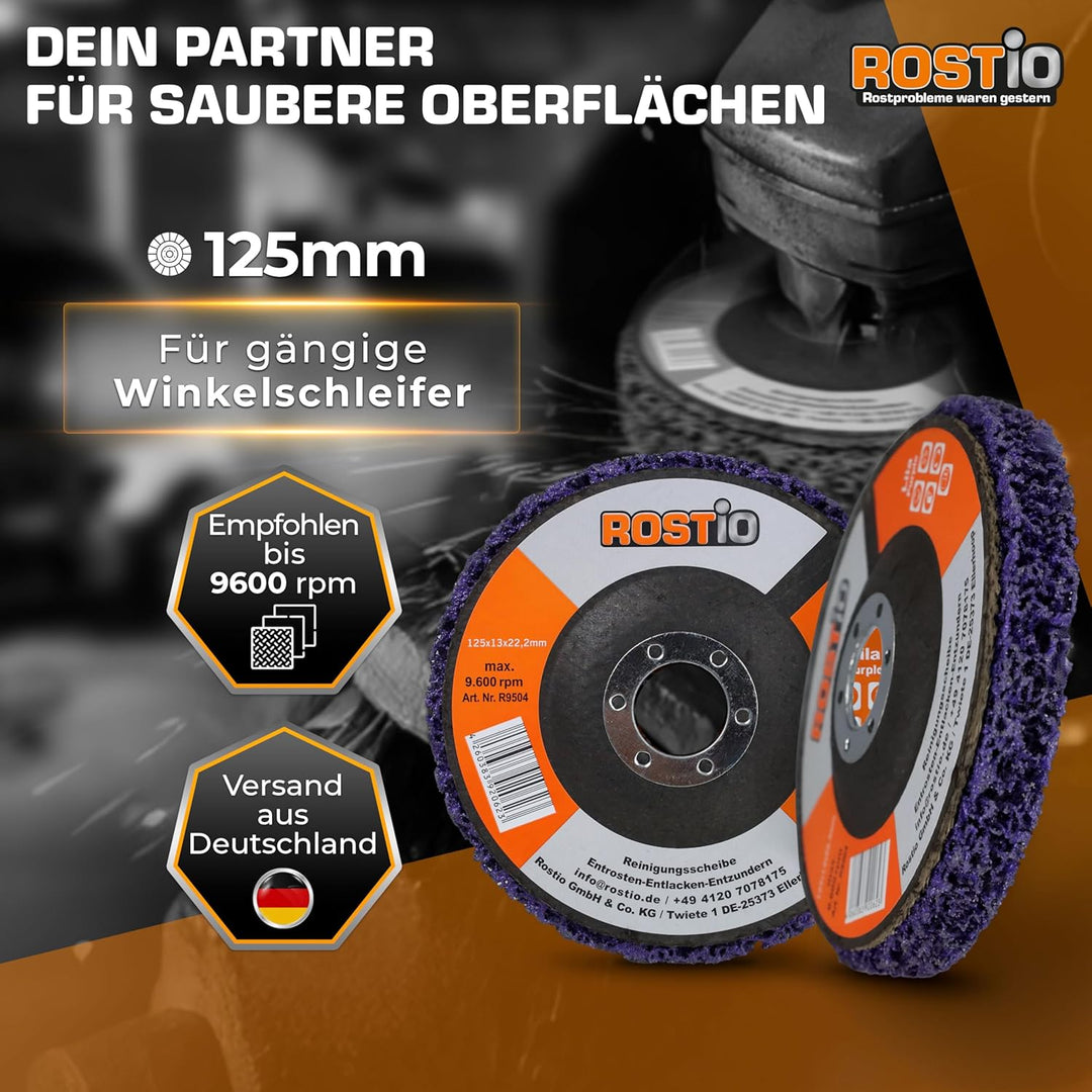ROSTIO CSD-Scheibe 125 mm Lila – 5 Stück – Reinigungsscheibe aus hartem Schleifvlies für Winkelschle