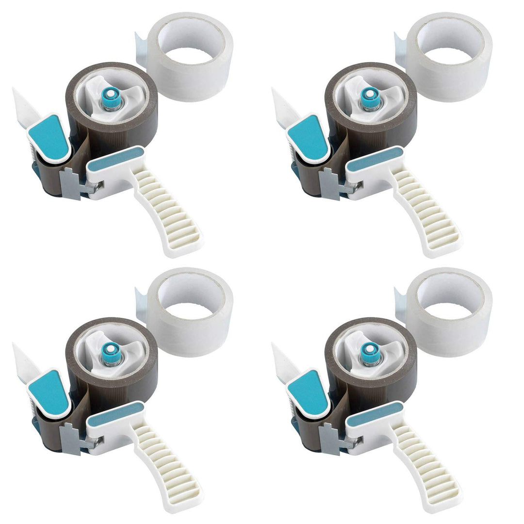 4x Abroller Inkl. 8 Rollen Klebeband Handabroller Profi Klebebandabroller Paketbandabroller für Pake