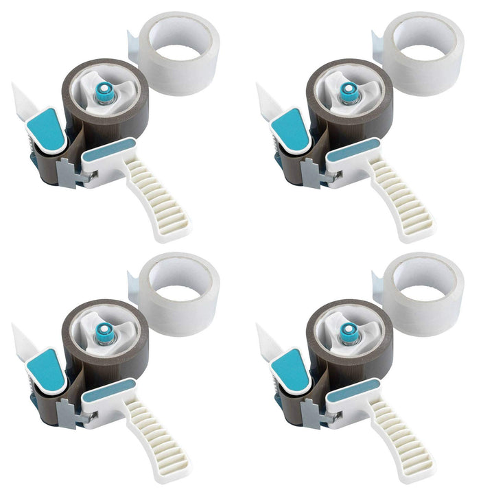 4x Abroller Inkl. 8 Rollen Klebeband Handabroller Profi Klebebandabroller Paketbandabroller für Pake