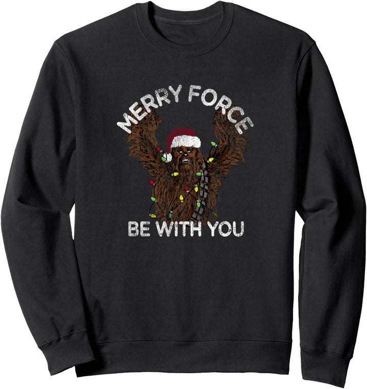 Star Wars Christmas Chewbacca Merry Force Be With You Lights Sweatshirt