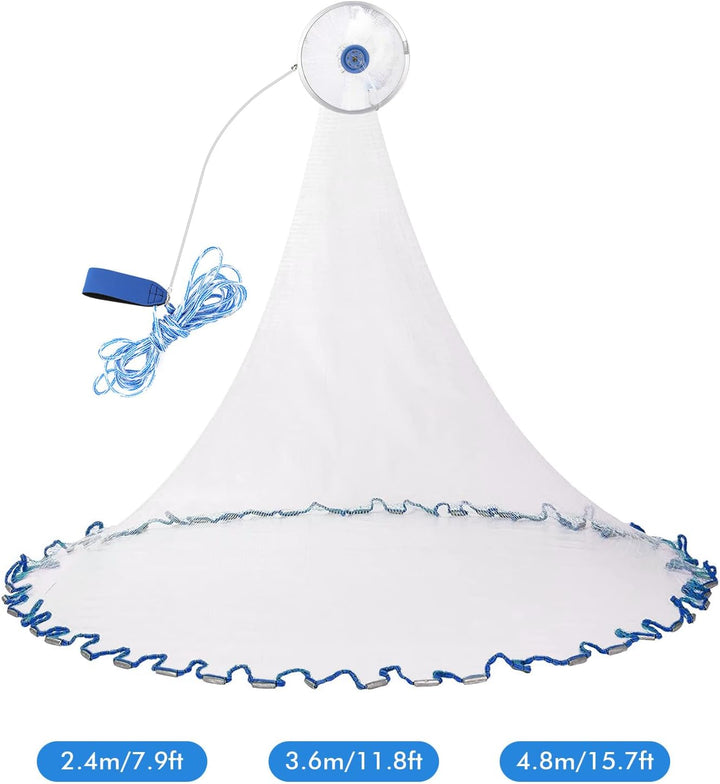 Cocoarm Fischernetz Hand Überwurf Angelnetz aus Nylon Angeln Net Tragbares Erweiterbar Nylon Mesh Ne