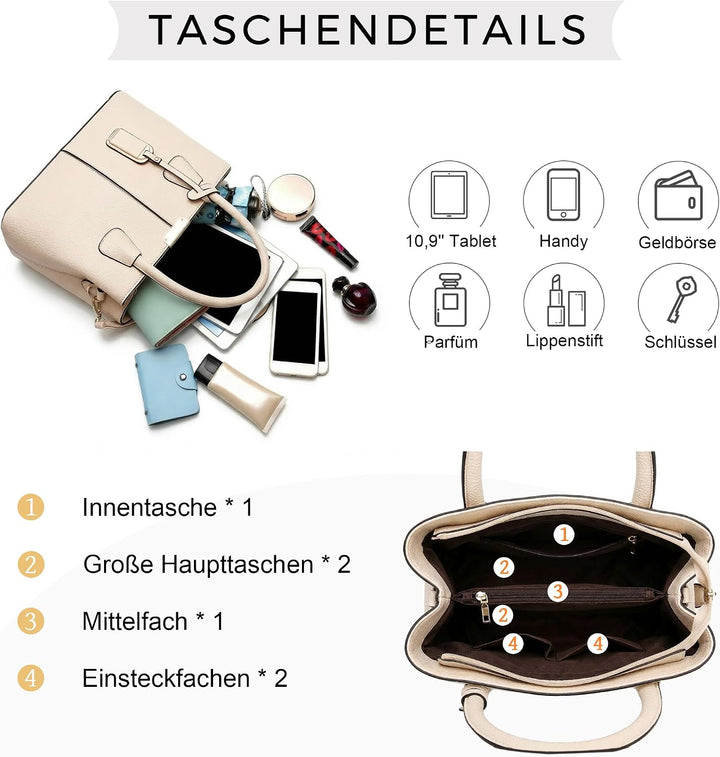 VARLIVOO Elegante Damen-Handtasche, Umhängetasche, Messenger-Tasche, Handtasche, mit verstellbarem S