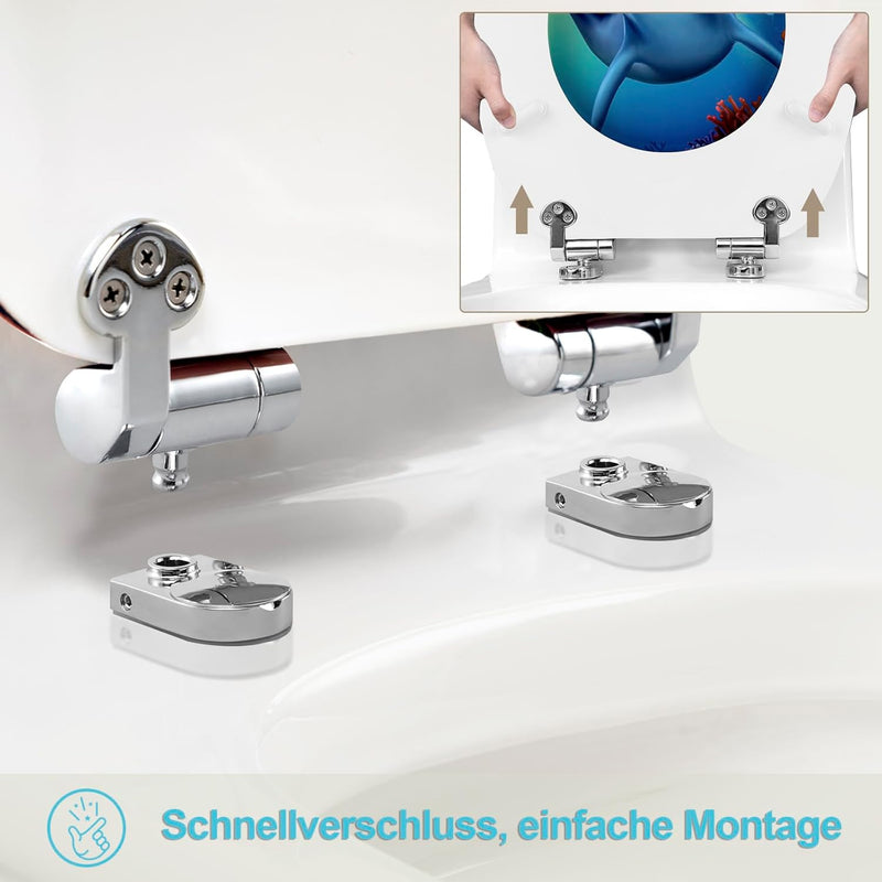 eSituro Toilettendeckel mit Absenkautomatik Holz, WC Sitz mit Quick-Release-Funktion für leichte Rei