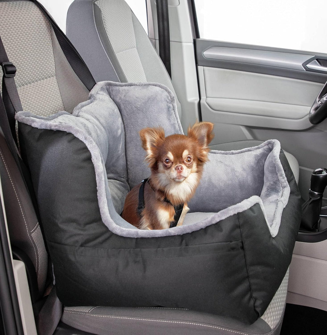 TRIXIE Autositz für Hunde - auch als Reisebettchen - Befestigungsgurte für Fahrzeugsitz - Gurtdurchf