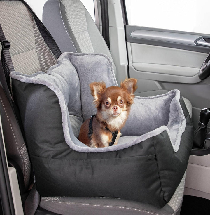 TRIXIE Autositz für Hunde - auch als Reisebettchen - Befestigungsgurte für Fahrzeugsitz - Gurtdurchf