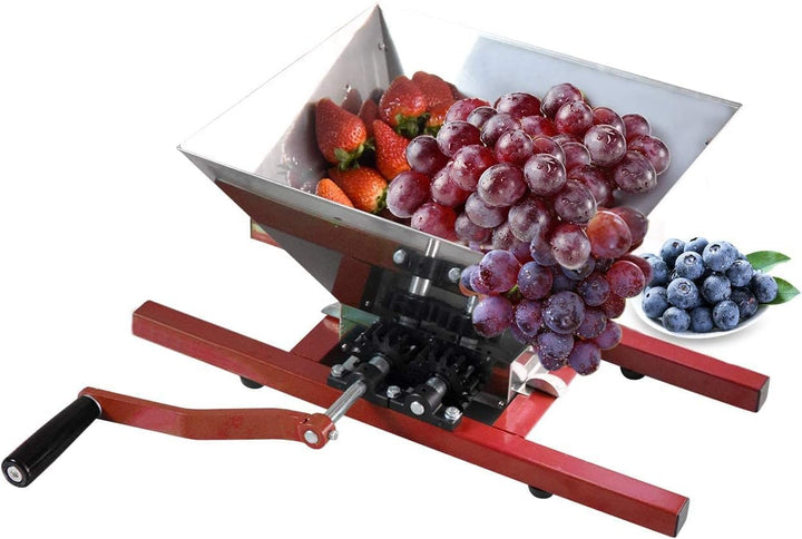 7L Traubenmühle Obstmühle Maischemühle Fruchtbrecher Pulper Mühle mit Handkurbel für Beeren Wein Sos