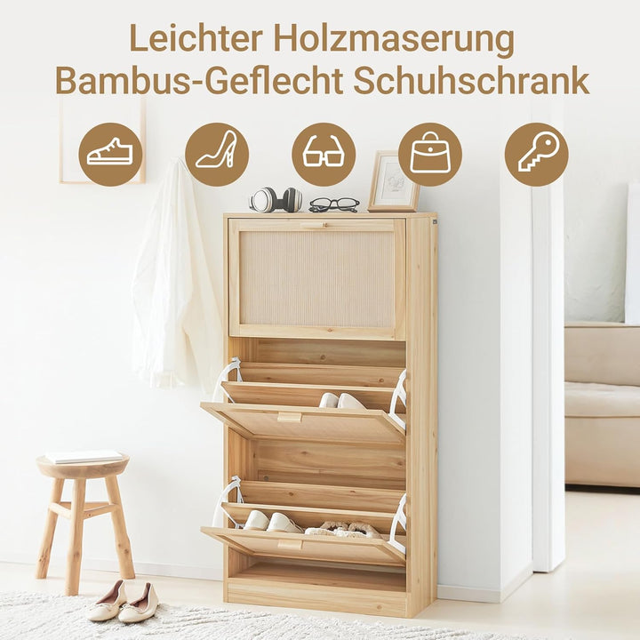 SoBuy FSR159-N Schuhkipper mit 3 Klappen Schuhschrank schmal Schuhablage Schuhregal mit 6 Ablagefläc