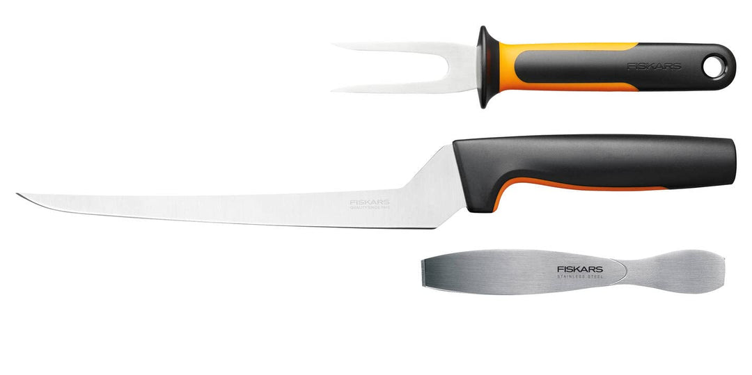 Fiskars Fischbearbeitungs-Set, Functional Form, Inklusive Filetiermesser, Fischspiess und Fischgräte