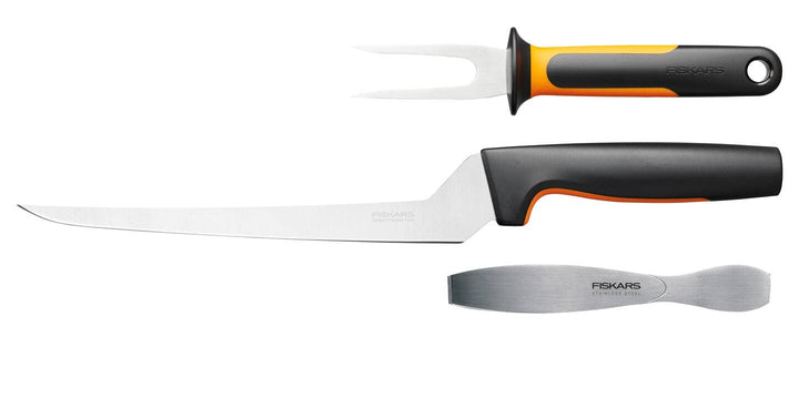 Fiskars Fischbearbeitungs-Set, Functional Form, Inklusive Filetiermesser, Fischspiess und Fischgräte