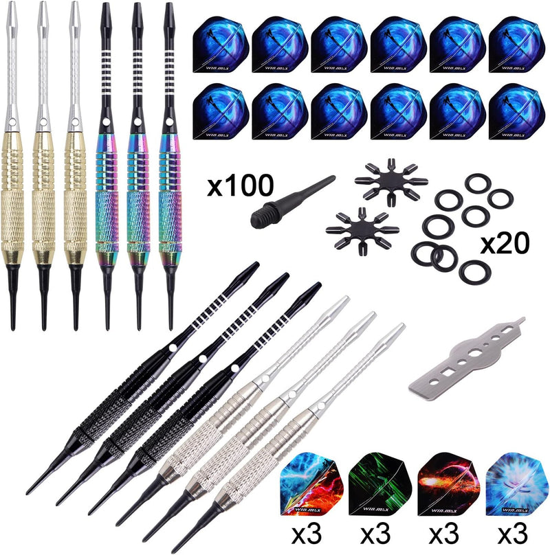 WIN.MAX Dartpfeile mit kunststoffspitze für elektronische dartscheibe 12 Stück Soft Darts Pfeile Set