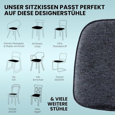 easy and green Sitzkissen Filz - Made in Germany - Stuhlkissen Filzkissen Stuhl - Sitzkissen Stuhl -