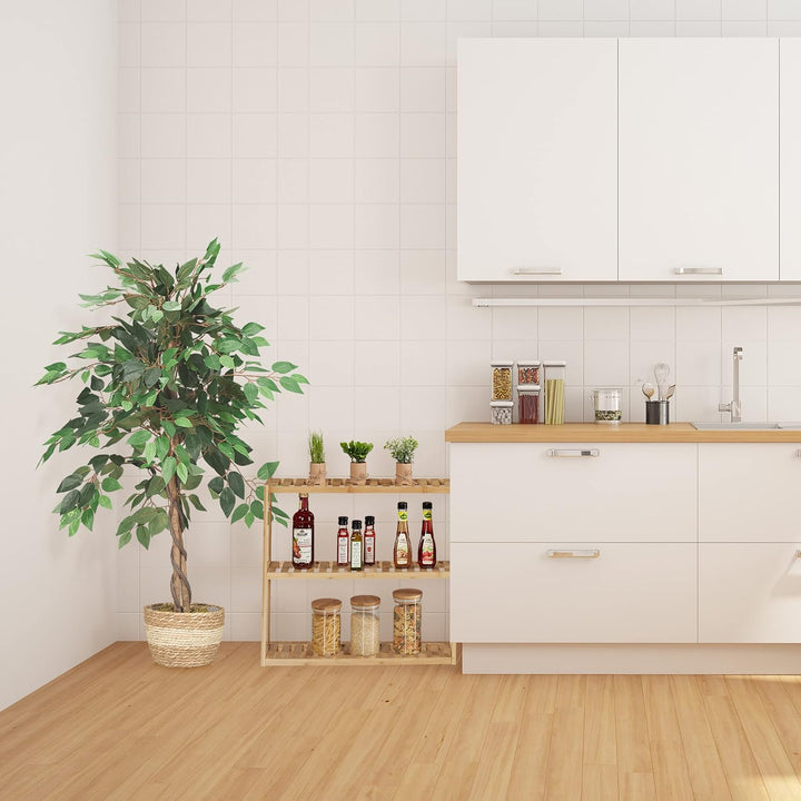 Relaxdays Badregal Bambus, 3 Ablagen, schmales Hängeregal, Natur | höhenverstellbar, HBT: 54 x 60 x