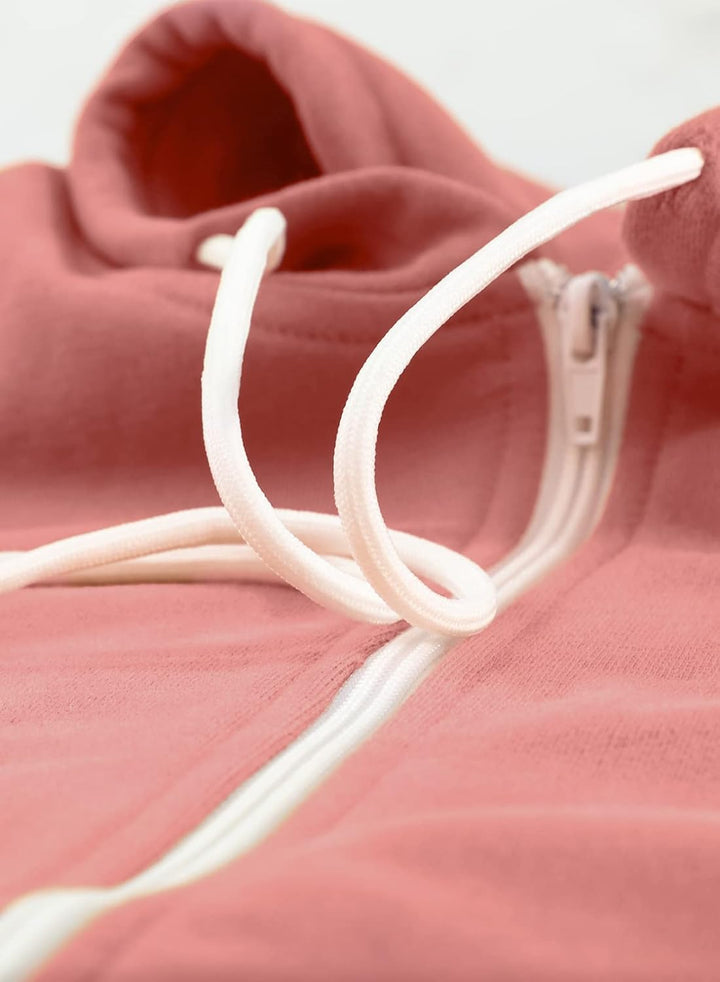 Uusollecy Damen Sweatjacke Hoodie Sweatshirtjacke Pullover Oberteile Kapuzenpullover Einfarbig Full