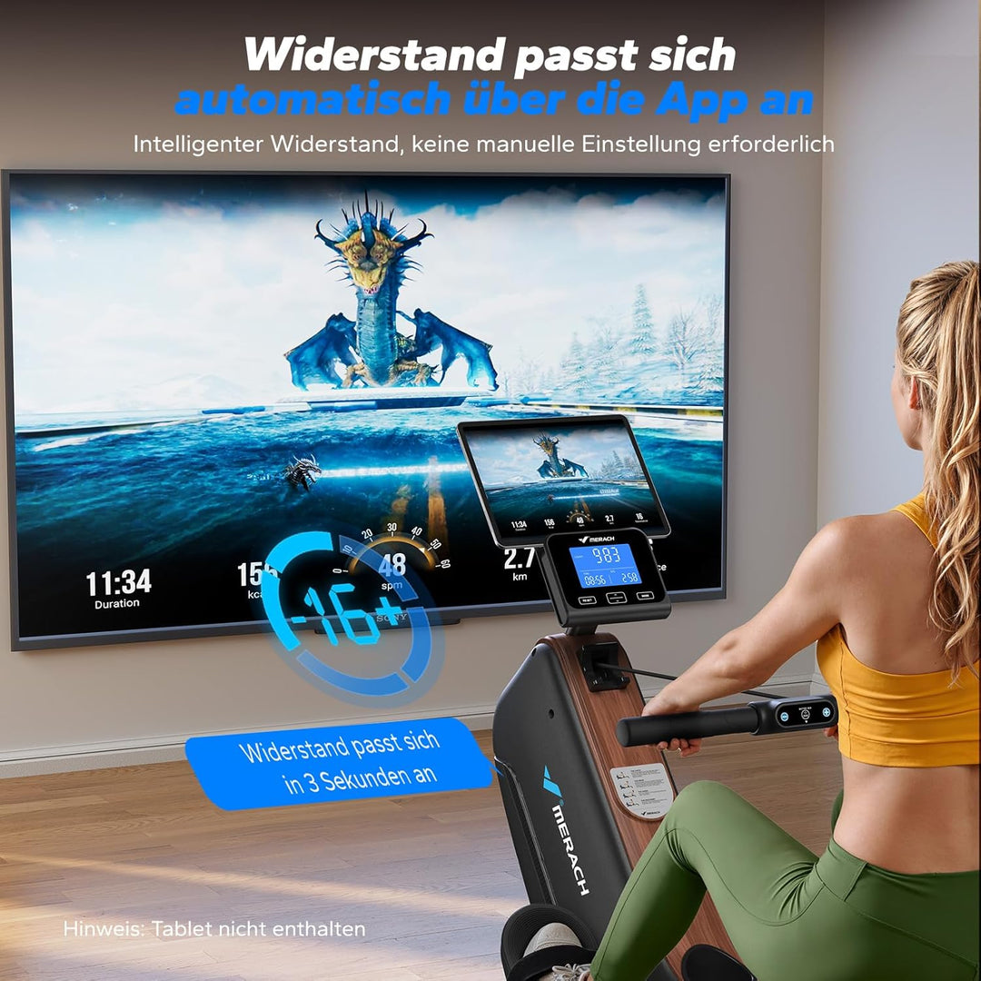 MERACH Rudergerät für Zuhause Klappbar, Magnet Leises Rudermaschine mit Exklusiver APP, Verbesserte
