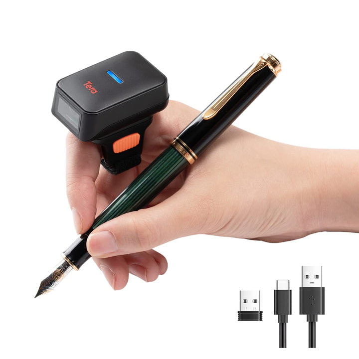 Tera Pro Series Mini CMOS Ring Barcode Scanner 1D 2D QR Barcode Scanner Wireless Bluetooth & Wireles