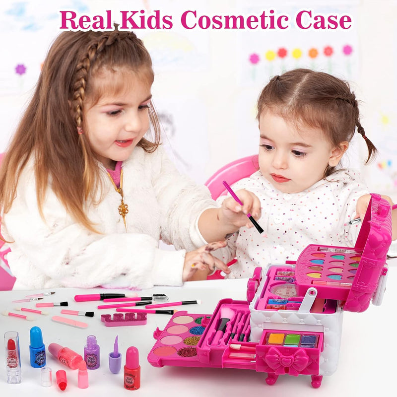 Flybay Make-up für Kinder, Spielzeug, Mädchen, waschbar, Make-up-Koffer für Kinder, Make-up-Koffer f