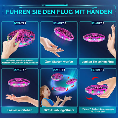 semai Mini UFO Drohne Fliegender Ball, Fliegendes Spielzeug Handgesteuerter 360°Rotierenden Hover Fl