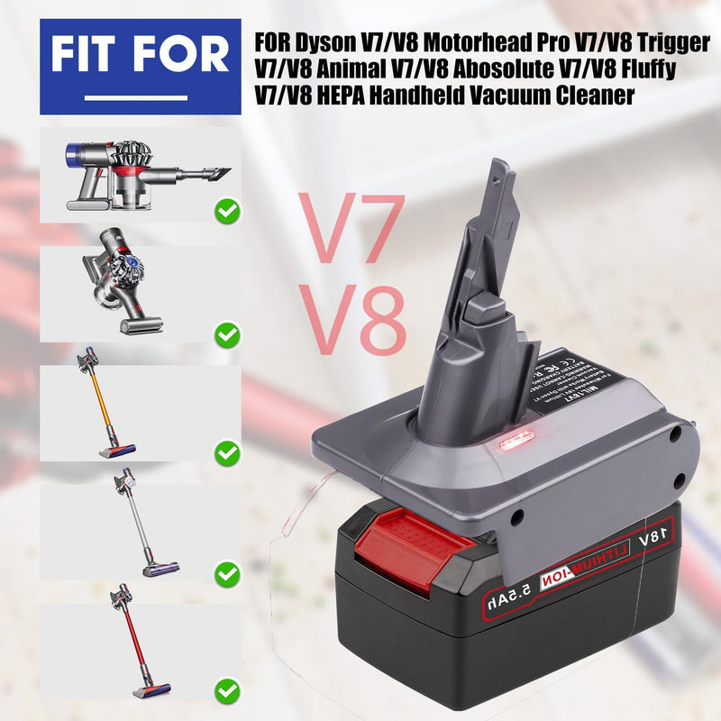 2-in-1-Adapter für Einhell 18V Lithium-Akku Convert to für Dyson V7/8 Handstaubsauger Akku Kompatibe