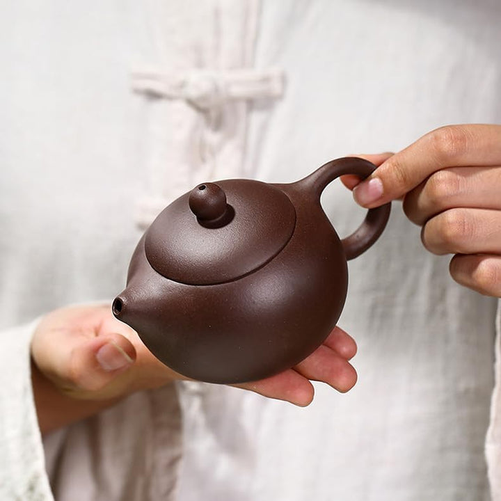 Teekanne, 170 ml, chinesischer Yixing Xishi ZinI Ton, Ballfilter für losen Tee (kugelförmiger Filter