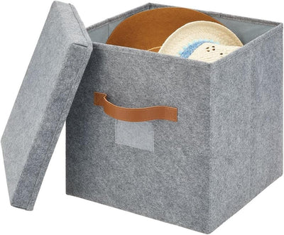 mDesign Sortierbox für den Schlafzimmerschrank – grosse Ordnungsbox mit Deckel aus Kunstfaser – Aufb