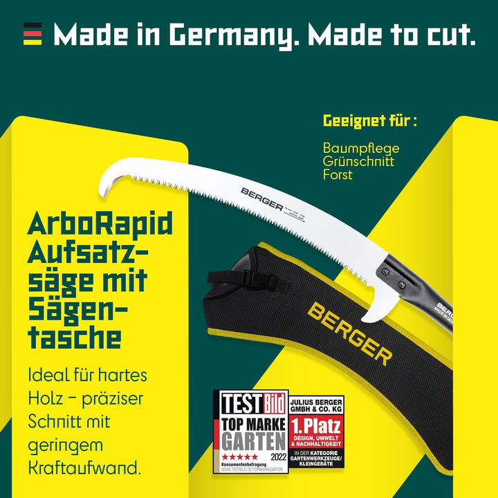 Berger ArboRapid Set 63952 Aufsatzsäge, Länge: 40 cm Sägenaufsatz für Teleskopstangen für Äste inkl.