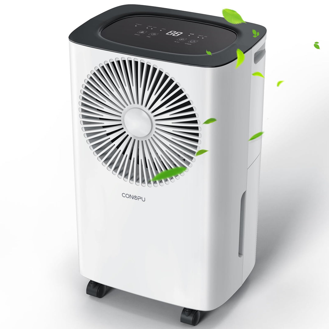 CONOPU Luftentfeuchter 12L/Tag, Automatische Entfeuchtung, 24H-Timer, Kontinuierliche Entwässerung,