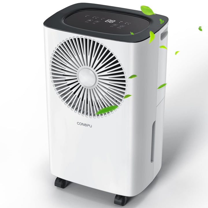 CONOPU Luftentfeuchter 12L/Tag, Automatische Entfeuchtung, 24H-Timer, Kontinuierliche Entwässerung,