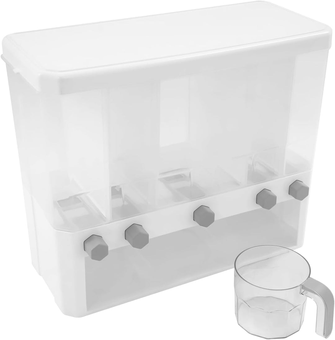 5-Grid Müslispender, 10 L Dry Food Dispenser, 5 In 1 Cornflakes Spender, Reiskornspender Vorratsbehä