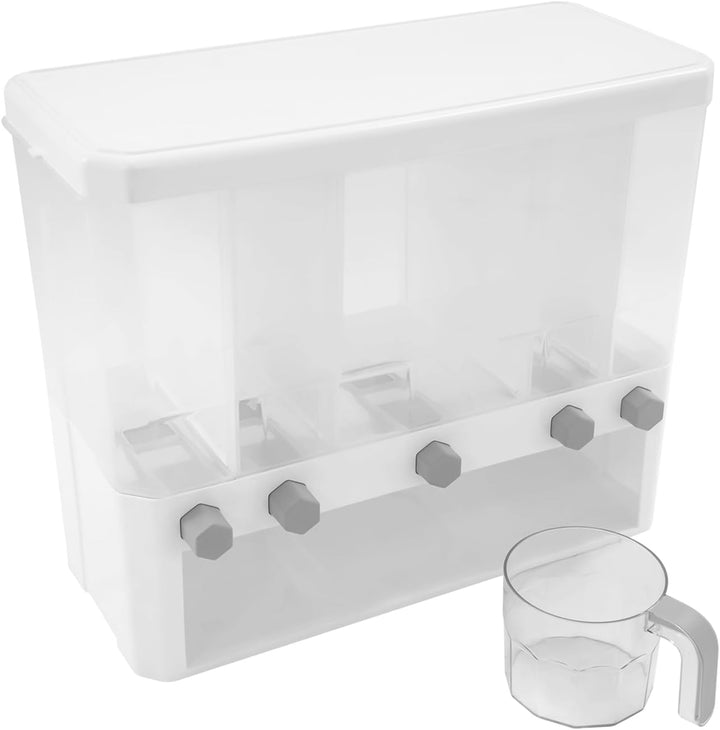 5-Grid Müslispender, 10 L Dry Food Dispenser, 5 In 1 Cornflakes Spender, Reiskornspender Vorratsbehä