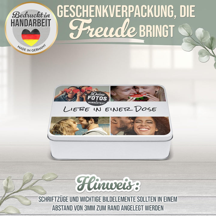 Print Royal PR Geschenkdose selbst gestalten mit 4 Fotos & Text - Blechdose bedrucken, Personalisier