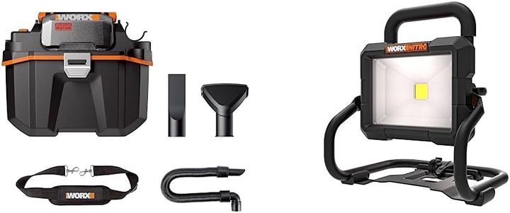 WORX WX031.9 Akku Nass-/Trockensauger - mobil und handlich - 20V & WX026.9 Nitro LED Akku Arbeitsleu