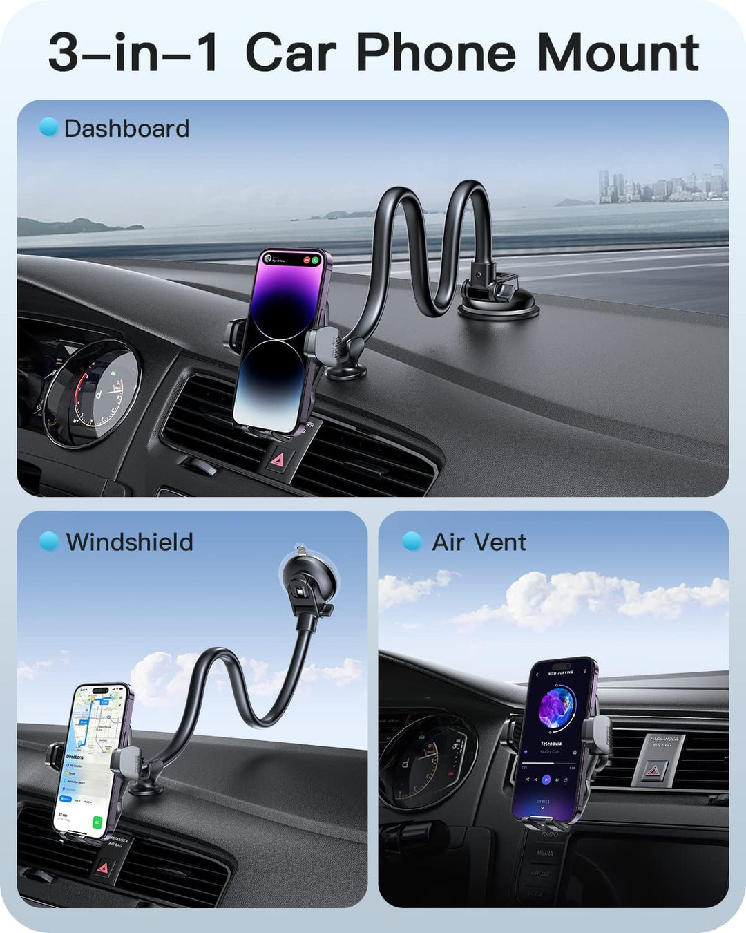 APPS2Car Handyhalterung Auto Saugnapf, Universal Kfz Handyhalterung,Smartphone Halterung Schwanenhal