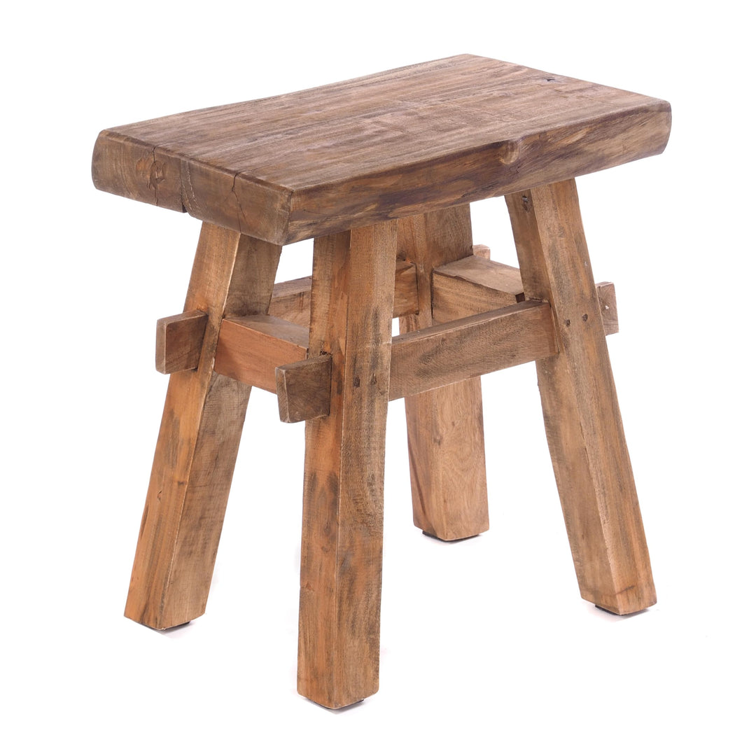 DESIGN DELIGHTS RUSTIKALER Holz HOCKER Vintage 40" | Recycling Hartholz, 43x45x27 cm (HxBxT) | Sitzh