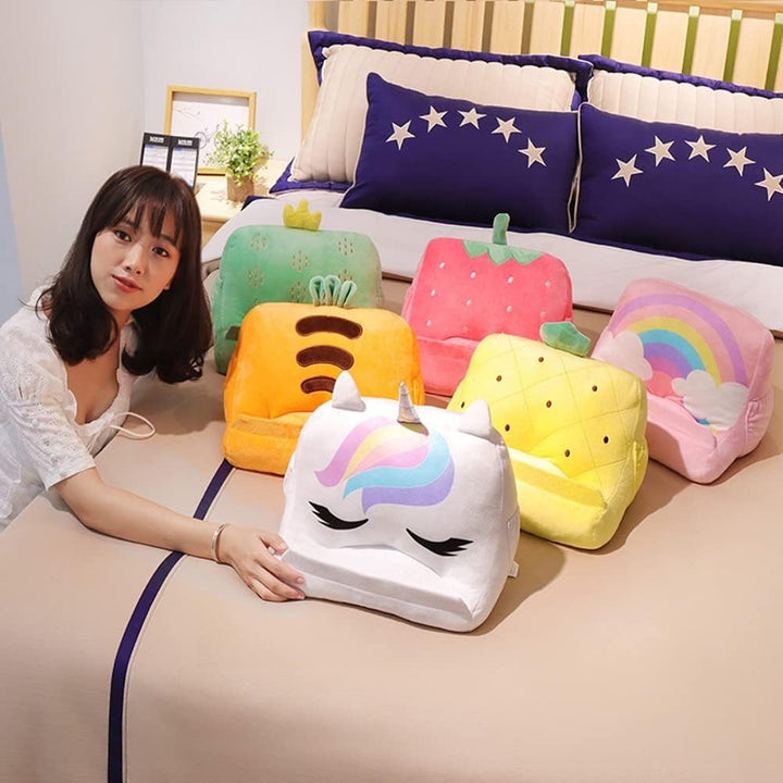 Roexboz Tablet Halter Kissen, Lesekissen, Leseständer, Obstkissenhalter, Plüschhalter für Bett Sofa